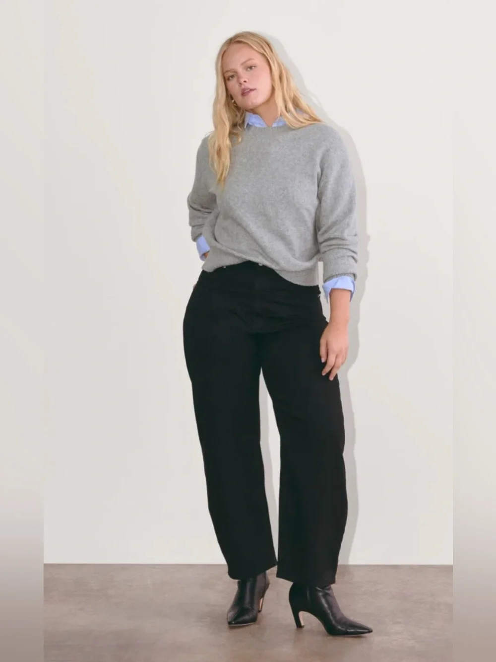 New Everlane THE COCOON CREW IN PLUSH COTTON in Heathered Grey Size XS